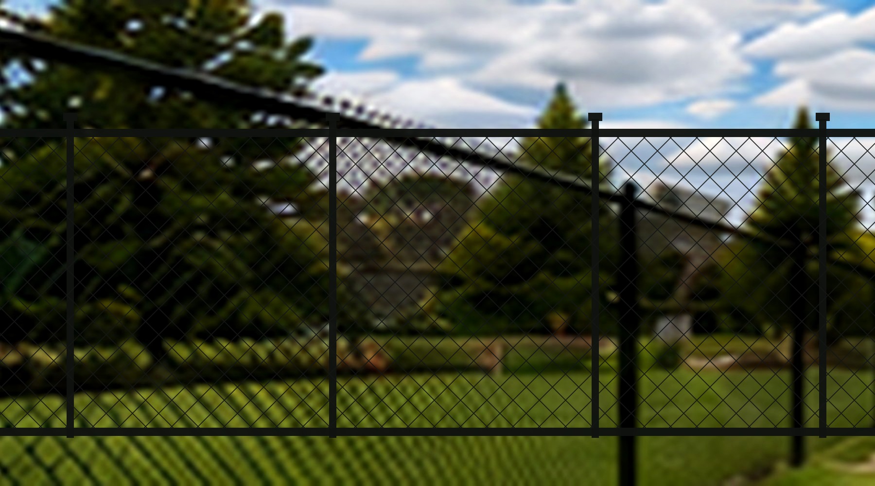Black residential chain-link fence