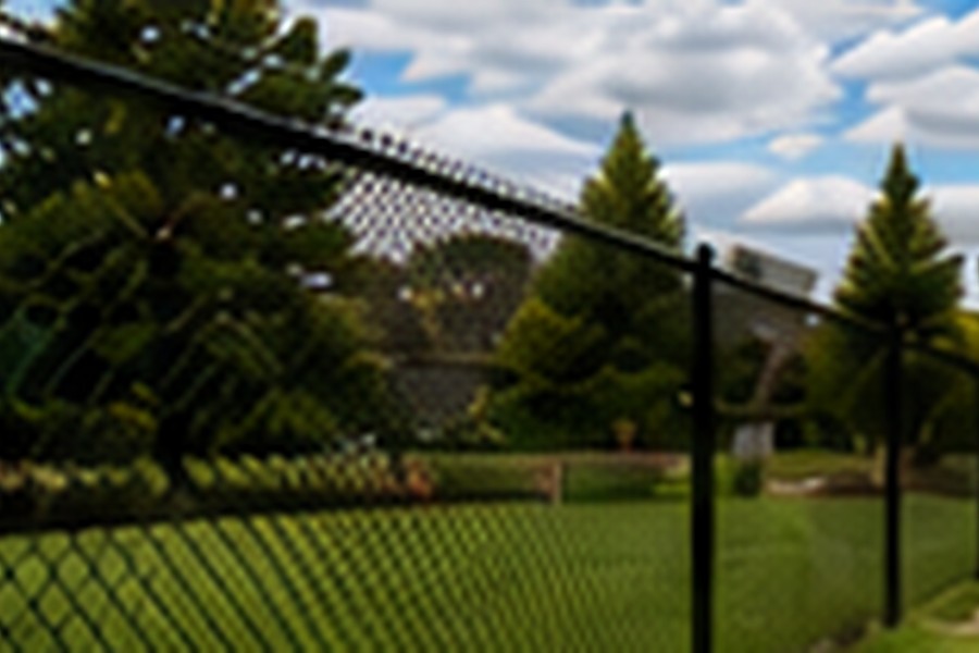 Black residential chain-link fence